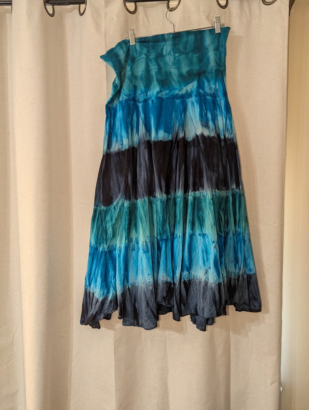 Ocean Siren Fairycore Tiedye Cotton Blend Midi Skirt Fold over waist